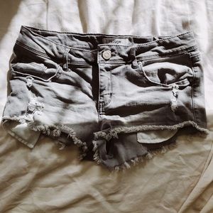 grey distressed jean shorts